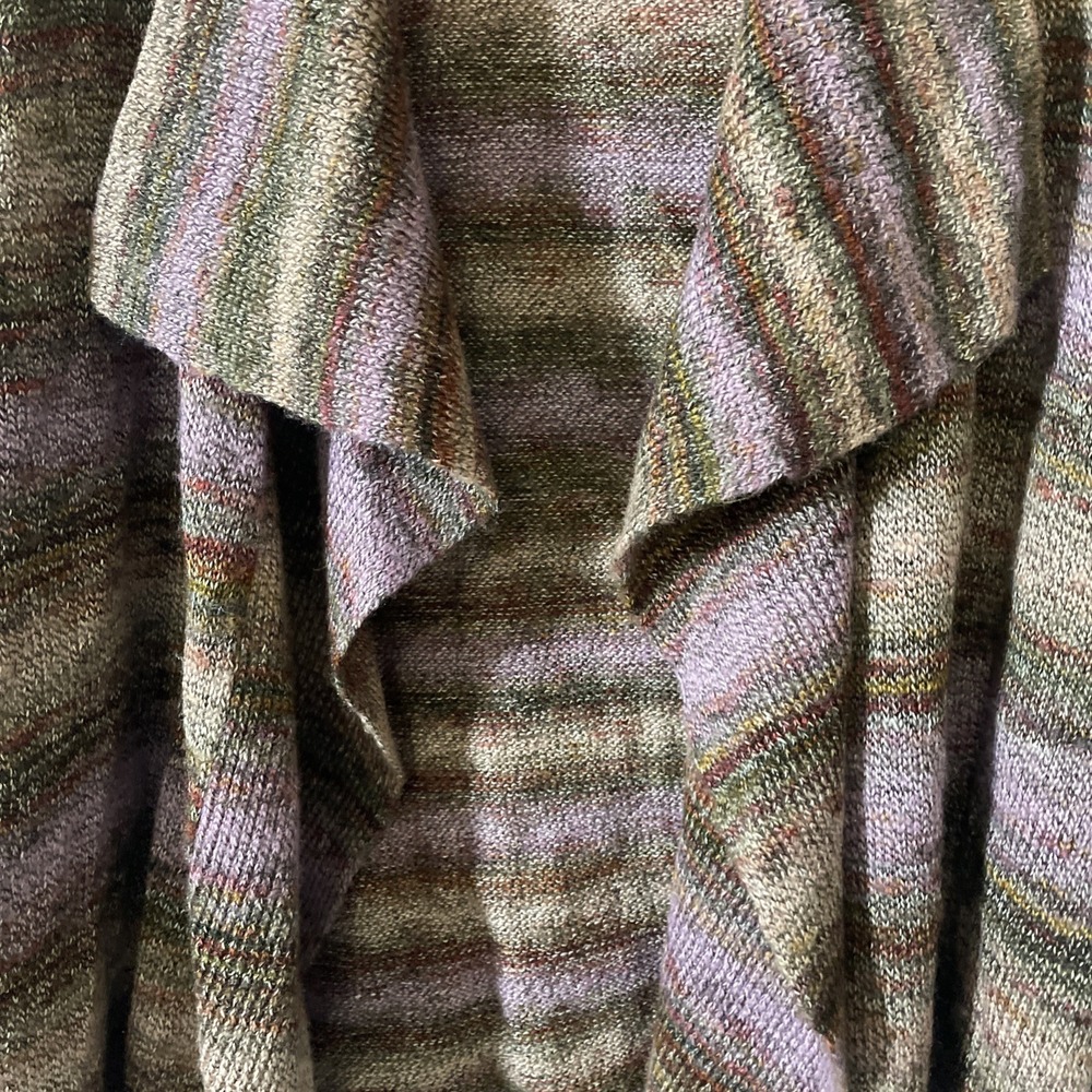 Ruby Rd. Open Front Cardigan Sweater Striped Purpl/Brwn Knit Stretch Womens 2X - Picture 3 of 8